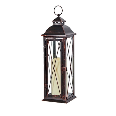 Smart Solar Smart Living 16 in. Glass/Metal Siena LED Candle Lantern Bronze 84036-LC